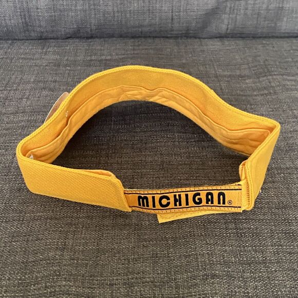 Michigan Wolverines Big Boy Adult Visor Hat Outdoor Cap Blue Yellow Letter Logo - Picture 3 of 5
